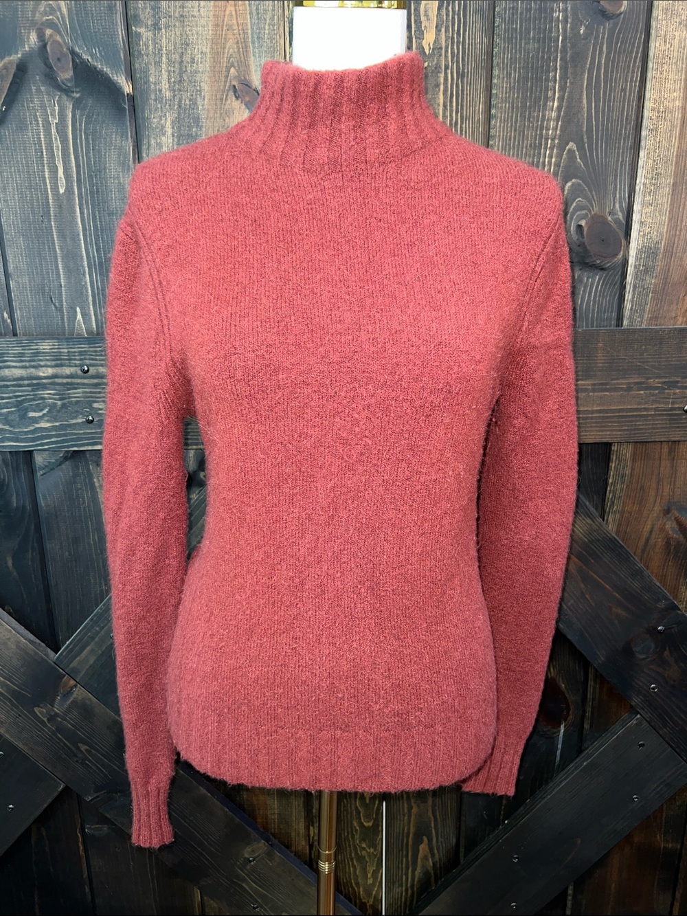 J Crew Point Sur Alpaca Merino Wool Mockneck Sweater S Clay Terracotta Cabincore